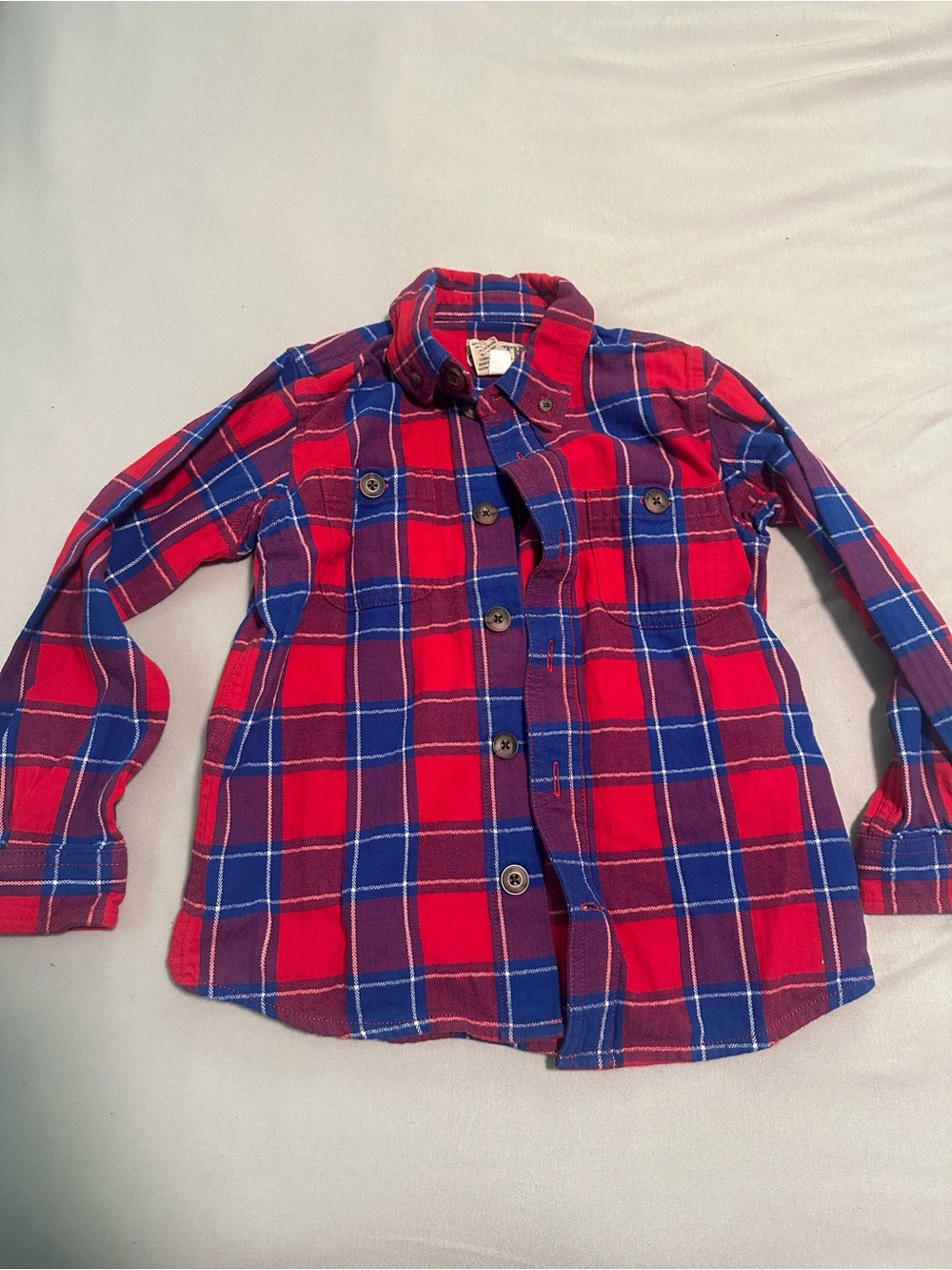Duluth Trading Co Kids Red and Blue Plaid Button-Down Shirt